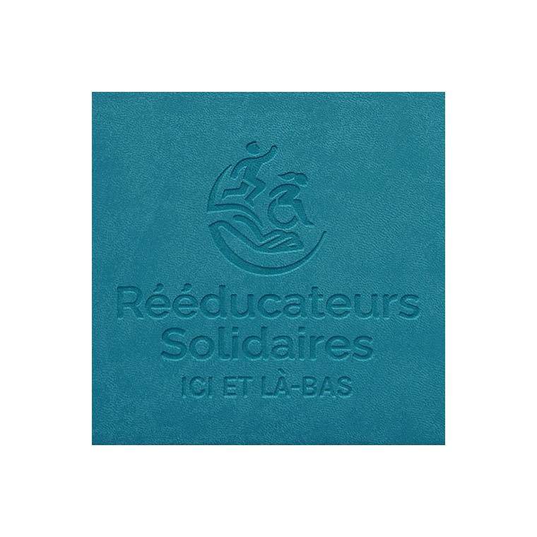 marquage couverture bleue pour agenda professionnel