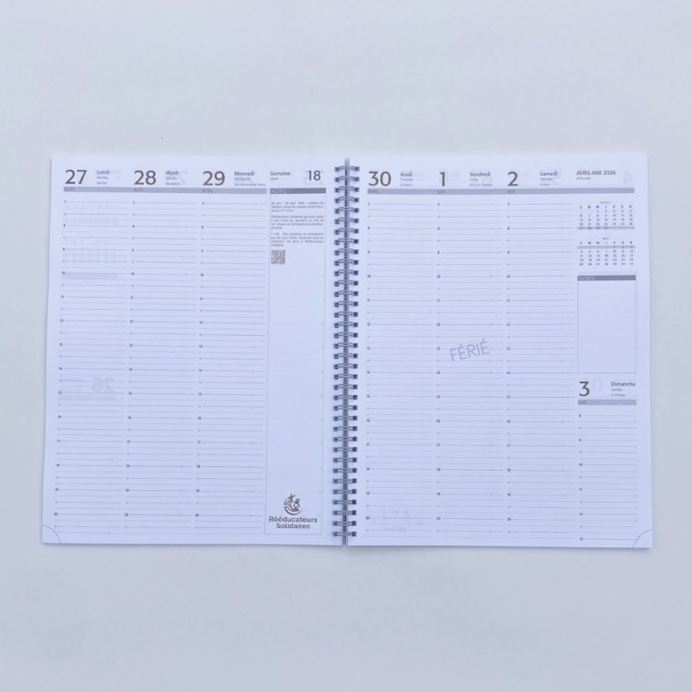 pages intérieures de l'agenda classique