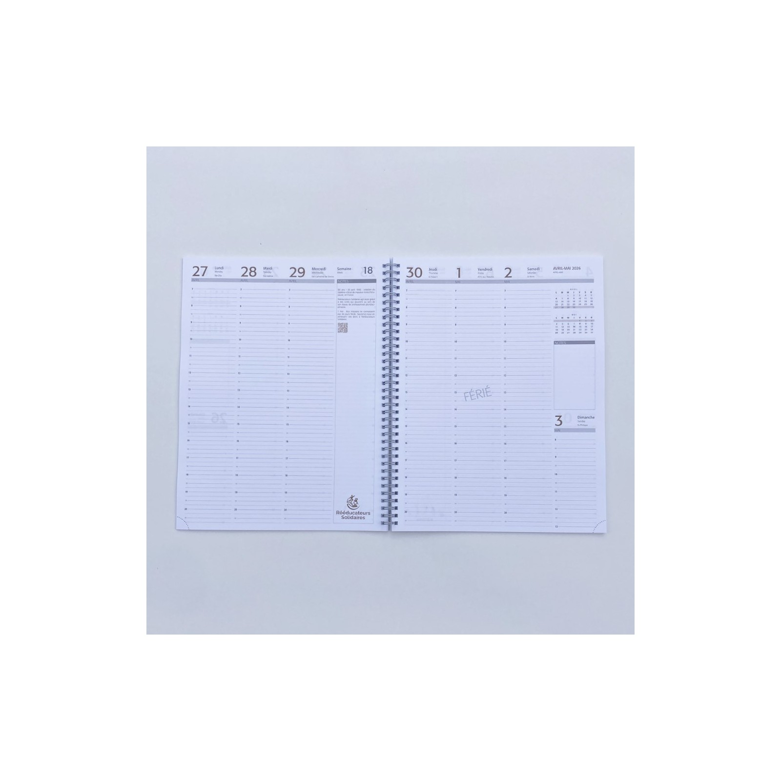 pages intérieures de l'agenda classique