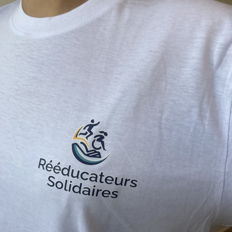 Tee-shirt Homme coton blanc, marquage cœur logo R.S.