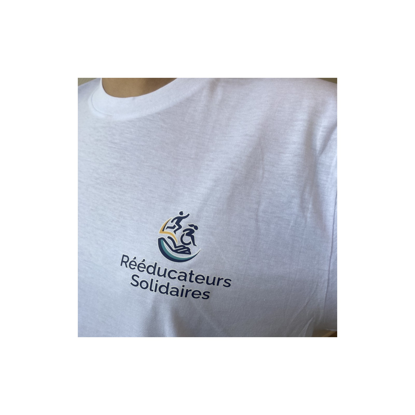 Tee-shirt Homme coton blanc, marquage cœur logo R.S.