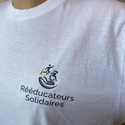 Tee-shirt Homme coton blanc, marquage cœur logo R.S.