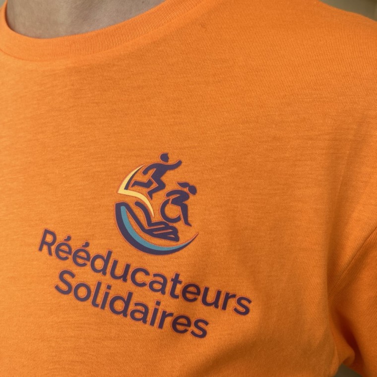 Tee-shirt Femme coton orange, marquage cœur logo R.S.