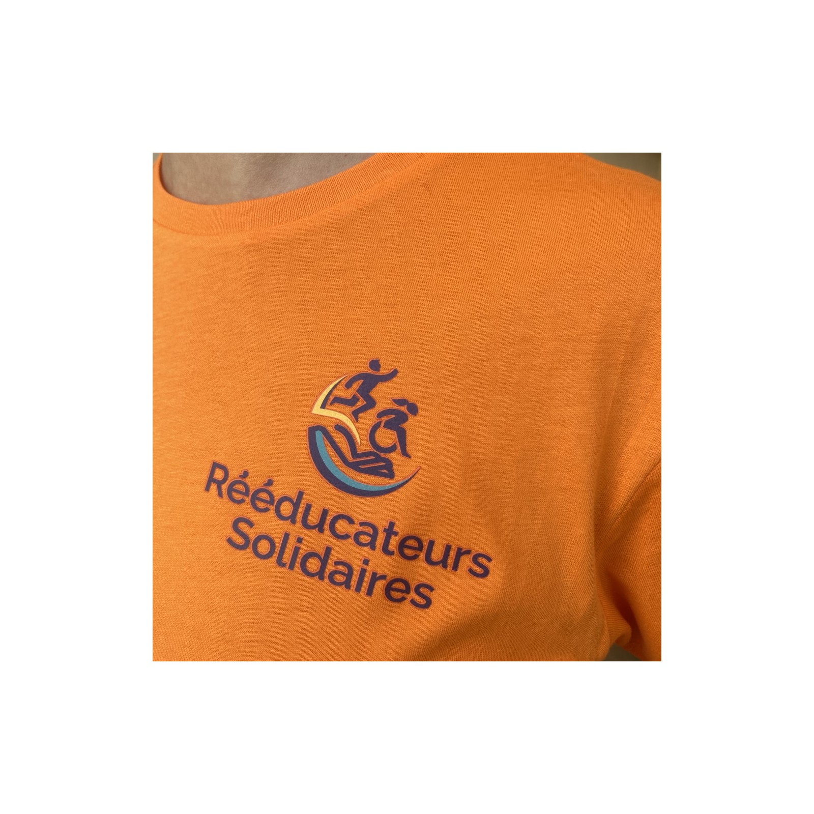 Tee-shirt Femme coton orange, marquage cœur logo R.S.