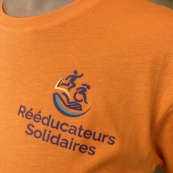 Tee-shirt Femme coton orange, marquage cœur logo R.S.